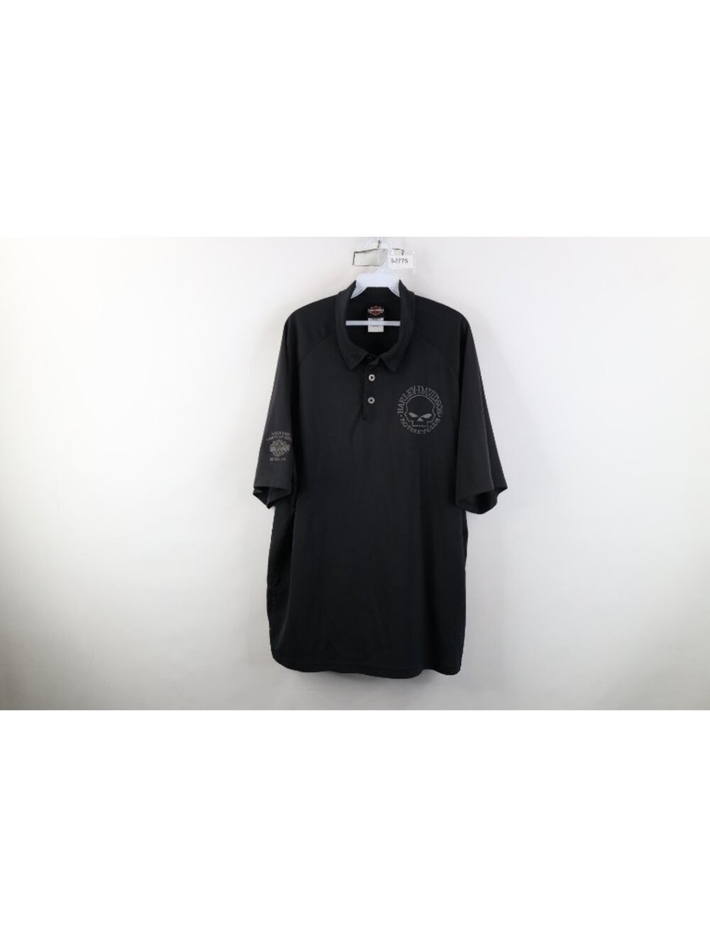 Vintage Y2K Harley Davidson Mens 2XL Spell Out Skull Knit Collared Golf Polo